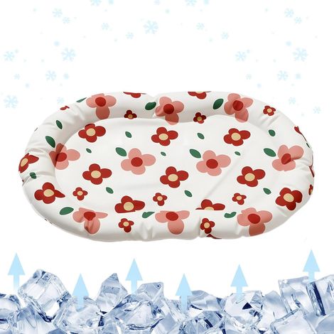 Tapis Rafraîchissant pour Chien Motif Floral Doux, Lit Portable Imperméable Coussin Rafraîchissant pour Animaux en Extérieur pour Maison Salon Chambre Chenil Senior Été Chaleur (1/5)