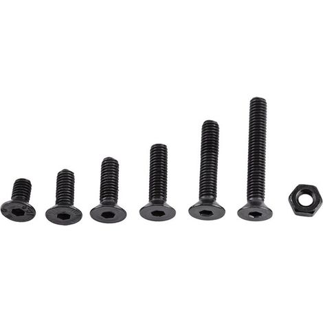Lot de 250 vis à douille hexagonale en alliage d'acier M3 noir avec boulon hexagonal Kit d'assortiment de soutien-gorge de machine (C : tête plate) (1/4)