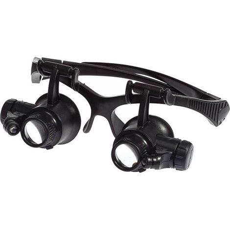 AIPERQ LED Loupe Montée Tête10X 15X 20X 25X Lentille Optique Verre Double Yeux Loupe avec Lumière LED Outils Mesure Réparation Montre Bijoutier UC02 (1/5)