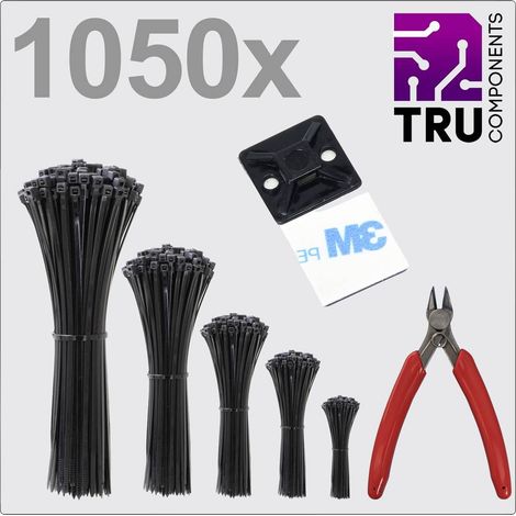 TRU COMPONENTS TC-13377620 T24CA116 Fascetta per cavi Nero Stabilizzato ai raggi UV 1050 pz.