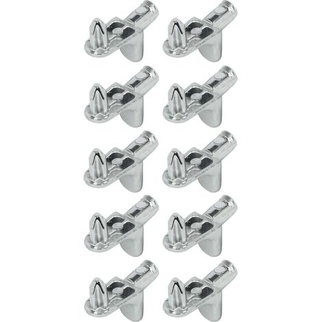Cyclingcolors – Lot de 10 taquets à tenon 5mm en acier nickelé – Encastrables Ø5mm pour tablettes bois – Capacité de charge 15,6kg par pièce