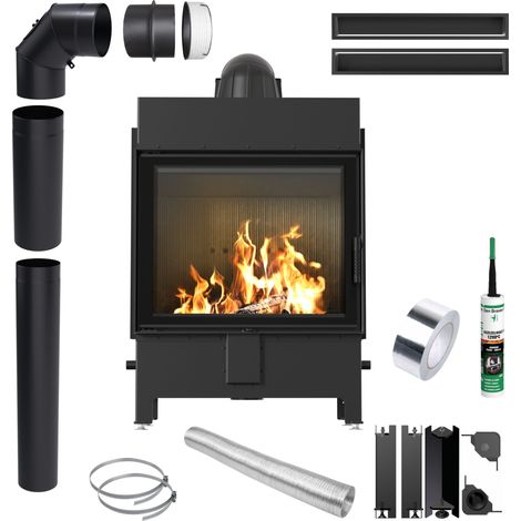 Kamineinsatz KRATKI LUCY 15kW Ø200 Schwarz mit Rohren und Luftkanälen (1/5)