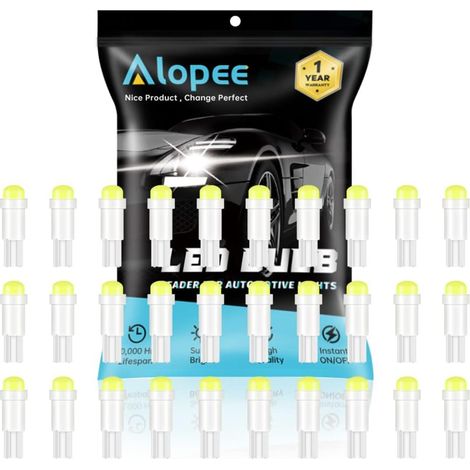 Packung mit 30 weißen T5 LED-Lampen (12 V, COB) für Autoarmaturenbretter, kompatibel mit W1,2W (1/5)