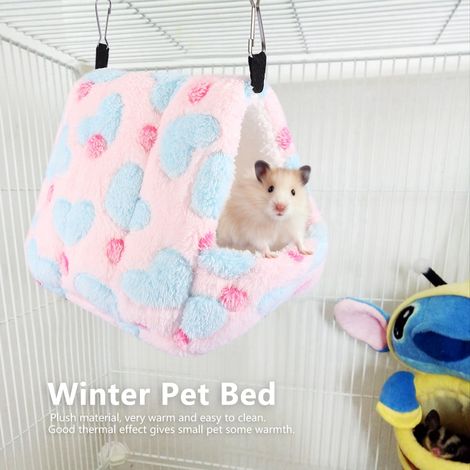 Lit-cage douillet et chaud pour animaux de compagnie en hiver, idéal pour un hamac, pour écureuil, lapin Totoro (rose 2221cm) (1/5)