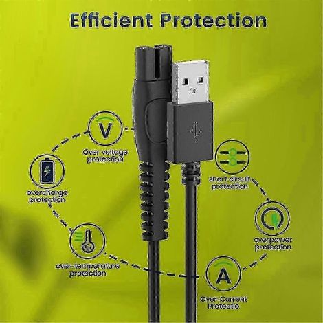 Lot de 2 câbles de charge USB, cordon d'alimentation 5V 1A pour rasoirs et tondeuses électriques modèles QP2724, QP2834, QP1924, MG9520 (1/5)