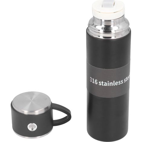 500 ml Vakuumisolierter Becher, Edelstahl-Thermosflasche, tragbarer Vakuumbecher für Outdoor-Aktivitäten, Schwarz (1/5)