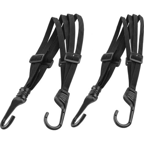 Tendeurs Élastiques à Bagages Lot de 2 avec Crochets Métal Gainés, Sangles de Serrage pour Vélo Moto Porte-Bagages Fixation Charge Transport Sécurisé Résistant Noir (1/5)