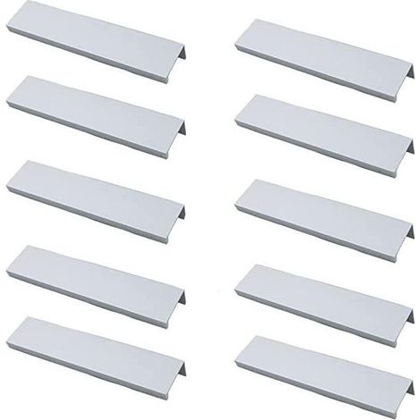 (White) Pack of 10 Black Handles, Black Furniture Handles - Invisible Handles, Black Kitchen Cabinet Handles, Matte Black Aluminum Alloy Furniture Handles, 128mm Hole Spacing (1/5)