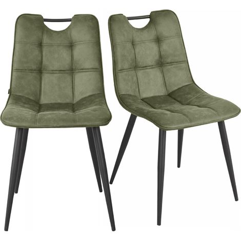 Lot 2 chaises tissu vert vintage avec poignée et pieds noirs - MUSE 2 (1/5)