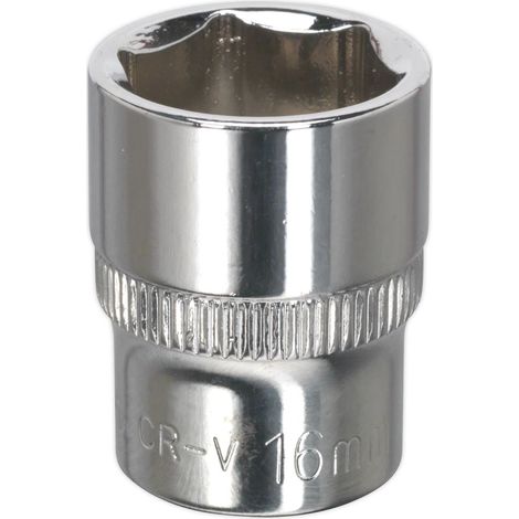 Sealey SP3816 Premier Fully Polished Socket 3/8""Sq Drive 16mm