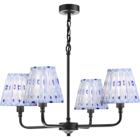 Dar Padme Suspension Padme à 4 lumières, noir mat avec abat-jour (1/5)