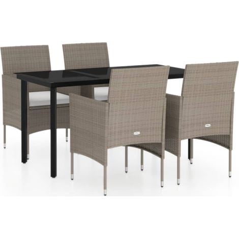 Maison Exclusive - Set da Pranzo da Giardino 5 pz con Cuscini Beige e Nero (1/5)