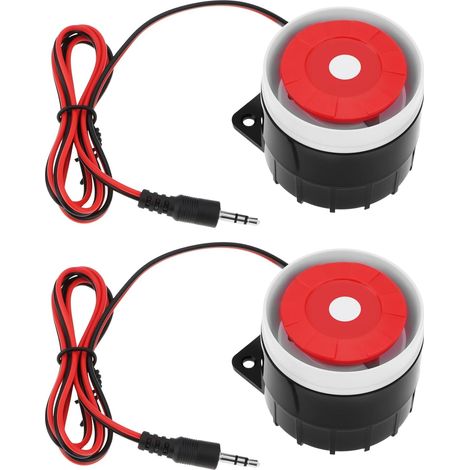Lot de 2 Mini Sirènes D'intérieur Filaires DC 12 V 120 DB avec Connecteur Jack 3,5 Mm Compatibles avec GSM Alarme de Sécurité Domestique (1/5)