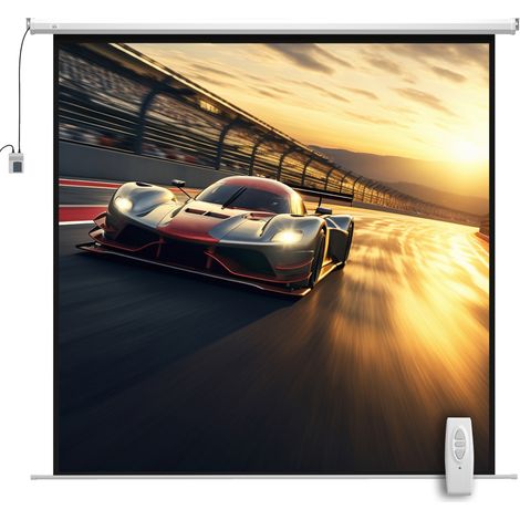 Écran de projection motorisé 120 Pouces, 4K Ultra HD électrique, fixation murale ou au plafond, avec panneau de contrôle et télécommande (1/5)