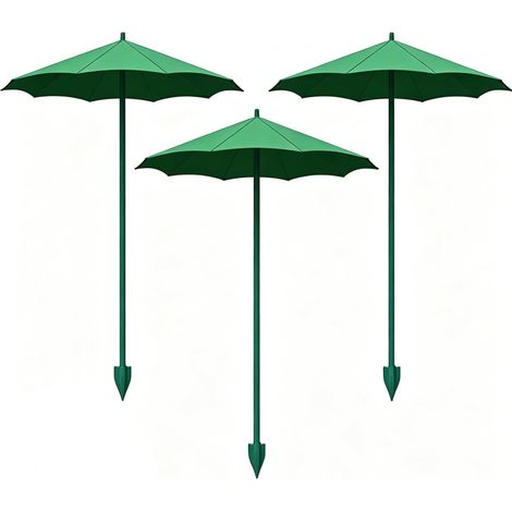 Mini Garden Umbrellas Set of 3 – 44cm Green UV Protection for Seedlings Flowers Vegetables – Weather Resistant Fiberglass Stakes for Balcony Terrace (1/5)