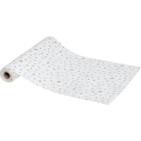 Chemin de table Tissu en Velours Blanc et Sapin OR 28 x 300 cm - Feeric Christmas