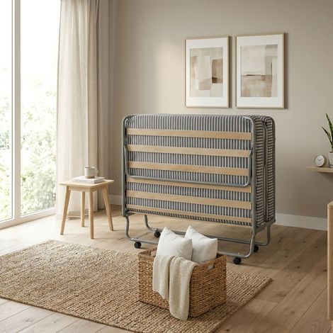Lit d’appoint pliant 120x190 cm sur roulettes avec matelas Terre de Nuit (1/4)