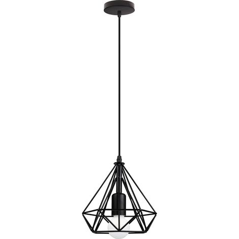 Industrial Pendelleuchte Käfig, Schwarz Hängelampe aus Eisen E27 Fassung für Wohnzimmer Esszimmer Küche Cafét Bars - Ohne Leuchtmittel