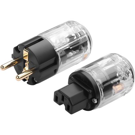 Prise Audiophile HiFi Schuko, Connecteur d'alimentation Pur Cuivre 15A/125V Euro CEE 7/7, Connecteur IEC C13/C15 10A/250V, Dorure Or Pur Cuivre, pour Câble d'alimentation Audio DIY HiFi (1/5)