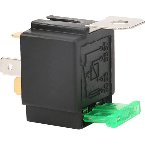 Relais marche/arrêt noir 4 broches CC 12 V 30 A avec fusible et support (1/5)