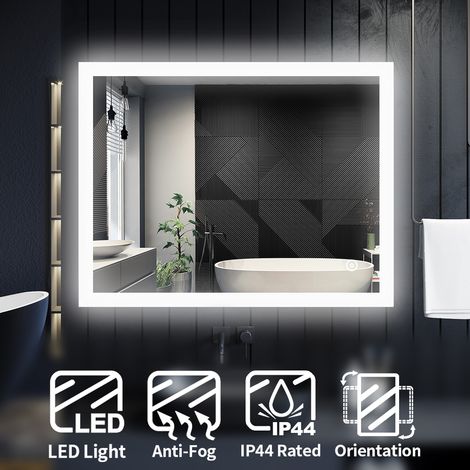 ELEGANT Vertical Horizontal Mirror LED Illuminated Bathroom Mirror 900x700mm Mirror with Anti-Fog, Infrared Sensor (1/5)