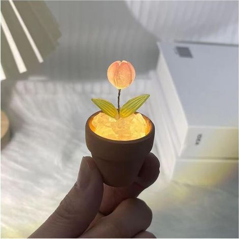 Lampe tulipe miniature à faire soi-même avec 1 fleur — Kit fait main, décoration romantique pour bureau et chambre (1/5)