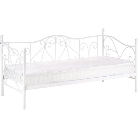 Cama Houston 576, Blanco, Individuales, 90x200, Metal, Somieres, 99x210x89cm