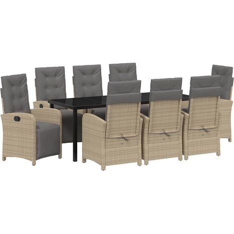 Maison Exclusive - Garten Essgruppe 9 Stk. Beige Poly-Rattan (1/5)