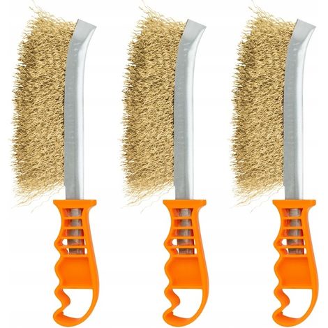 Set mit 3 Drahtbürsten mit Griffen, 24 cm