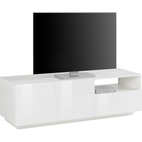 Mobile TV 2 Ante 1 Cassetto 150x43x46 cm Vega Bianco Lucido (1/4)
