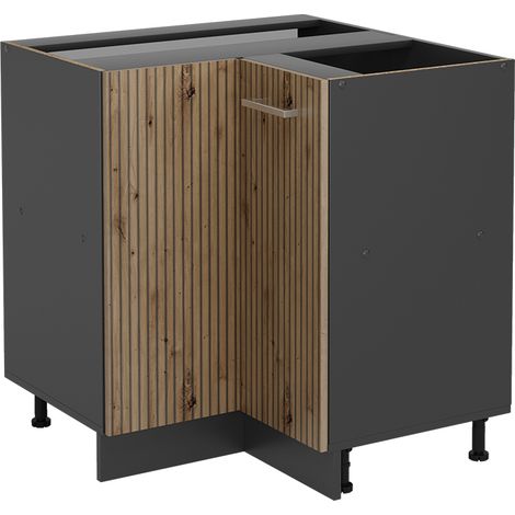 Armario de esquina R-Line, Roble artesanal, 75.6 cm sin encimera, Vicco