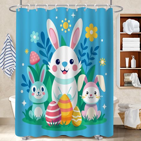 Rideau de douche imperméable en polyester 180x180 avec motif cache baignoire pour baignoire d’angle (1/5)