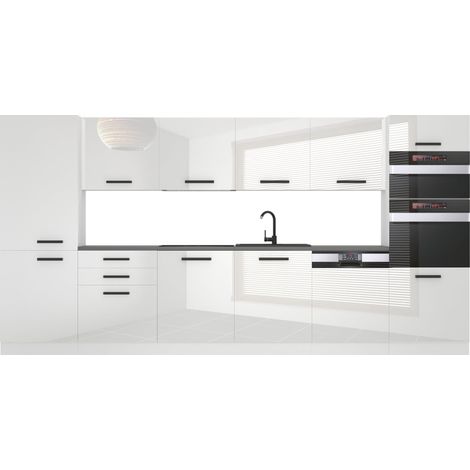 Belini – Cuisine complète 360 cm sans plan de travail – Façades brillantes – Corps en panneaux de particules – Système de fermeture silencieuse (1/4)