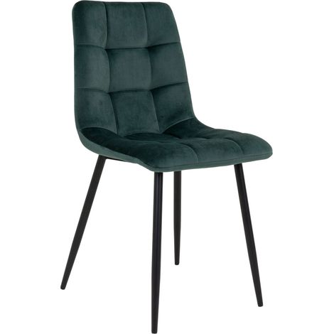 Set 2 sedie da pranzo Middelfart in velluto verde scuro con gambe nere
