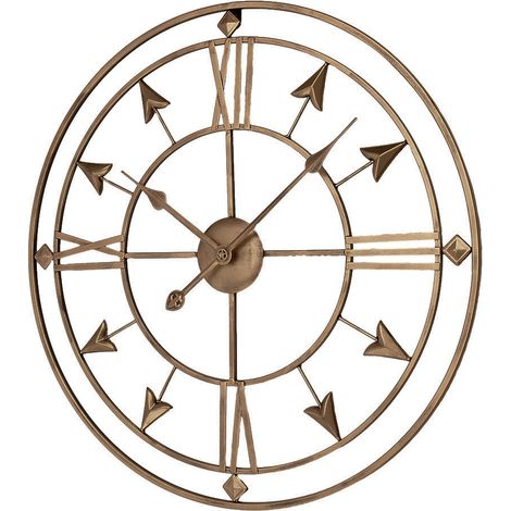 Vintage Gold Metal Roman Numerals Wall Clock (1/5)