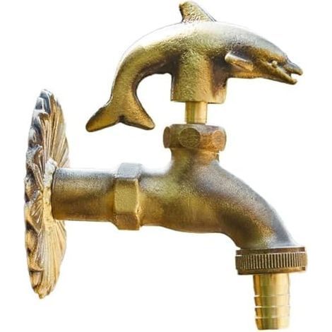 Mitigeur rétro en laiton au design animal, robinet extérieur de jardin et ancien pour balcon à motif dauphin.