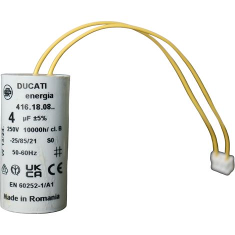 Condensateur 4 uF à connecteurs pour moteur volet roulant Bubendorff – Tension 425V-475V AC – Durée de vie 10 000 heures – Installation rapide – Ducati (1/5)