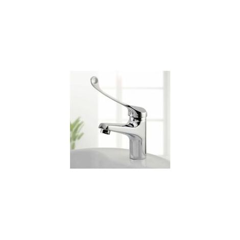 Robinet Mélangeur Pour Lavabo - Poignée Médicale - Finition Chromée - Pour Salle De Bain PMR - 1 Pièce (1/5)