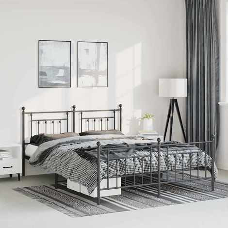 Estructura cama sin colchón con estribo metal negro 135x190 cm (1/5)