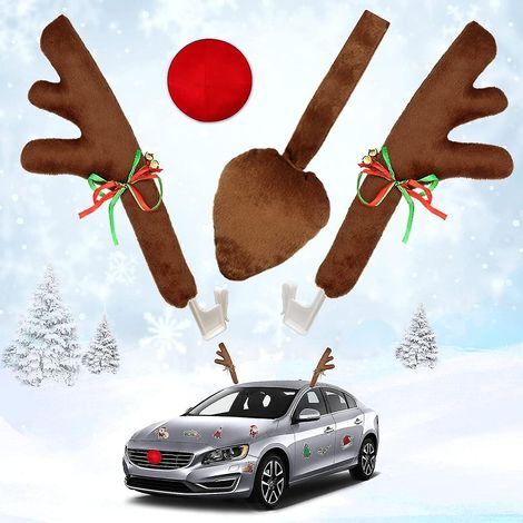 Décoration de Noël Renne pour Voiture, Kit de décoration Rudolf pour costume de renne de voiture pour camionnette SUV (1/5)
