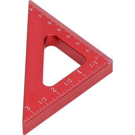 Équerre de menuisier triangulaire, outil de mesure en pouces et en millimètres, angle de 90° et 45° (1/5)