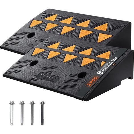 Rampe de Seuil Hauteur 12,7 cm 2PCS Rampes Trottoir Caoutchouc Capacité Charge 15 tonnes Rampe Accès Fauteuil Roulant avec Structure Grillagée Stable pour Passage Voitures Motos 48,3x33x12,7 cm (1/5)