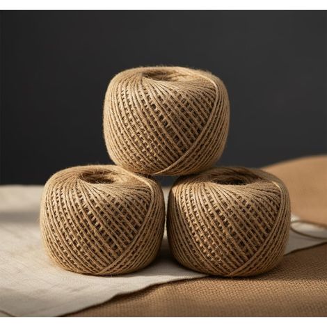 Set of 3 rolls of 2mm natural jute twine - 3 x 80m - 240m total - For parcels, florists, crafts, gardening, gift wrapping and Christmas decorations (1/4)