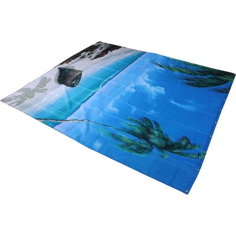 Dcoration de salle de bain, rideau de douche, motif de plage, pas de dcoupe, facile  nettoyer, rsistant  l'usure, impermable pour la maison (150 x 180 cm).