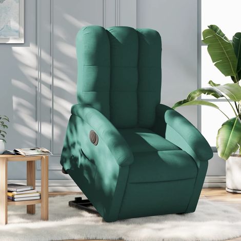 Sillón eléctrico reclinable elevable de tela verde oscuro vidaXL (1/5)