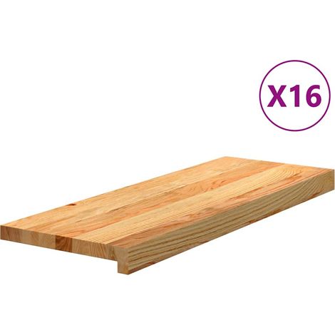 Treppenstufen 16 Stk. Hellbraun 70x25x2 cm Massivholz Eiche