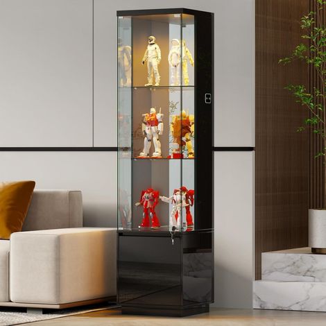 Vitrine haute avec éclairage LED 3 couleurs et capteur de mouvement, noire (1/5)