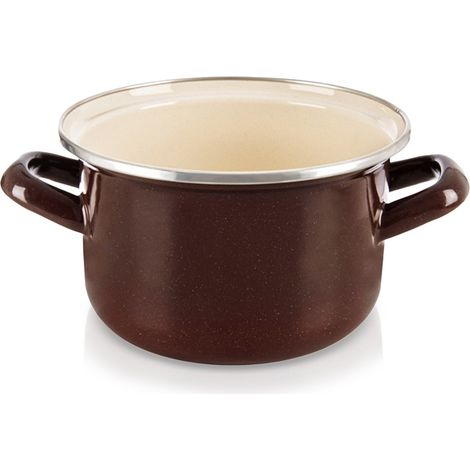 Vaso in smalto marrone, 16 cm, 1,4 l