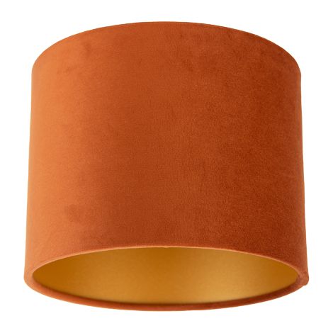 QAZQA Pantalla de lámpara de tela naranja con interior dorado