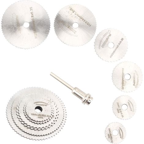7 Pack HSS Mandrel Disques de lame circulaire de scie pour outil de cutter rotatif avec 1 extension de coupe de 22,32,50,35,25, 44 (1/5)